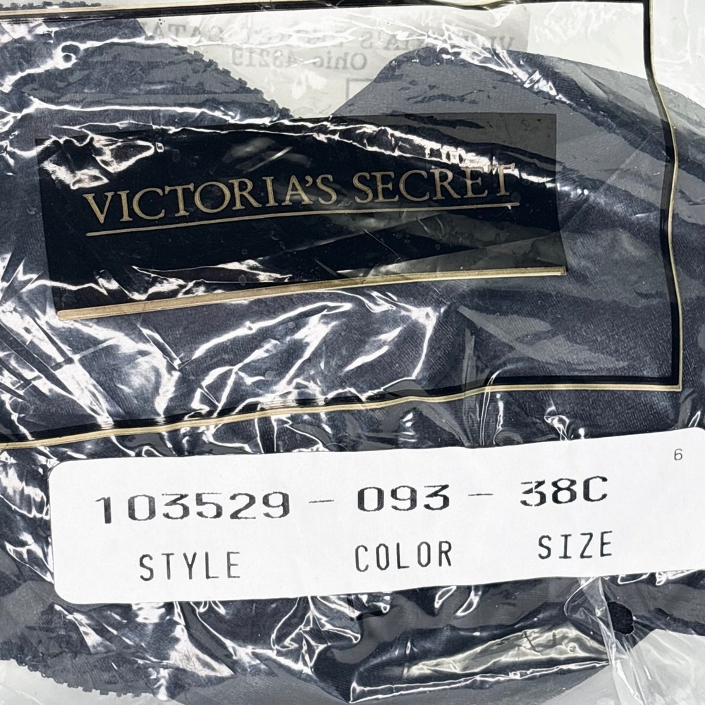Vintage 90s Victoria's Secret Taylor Stretch Satin Bra Black 38C NOS Sealed 1996